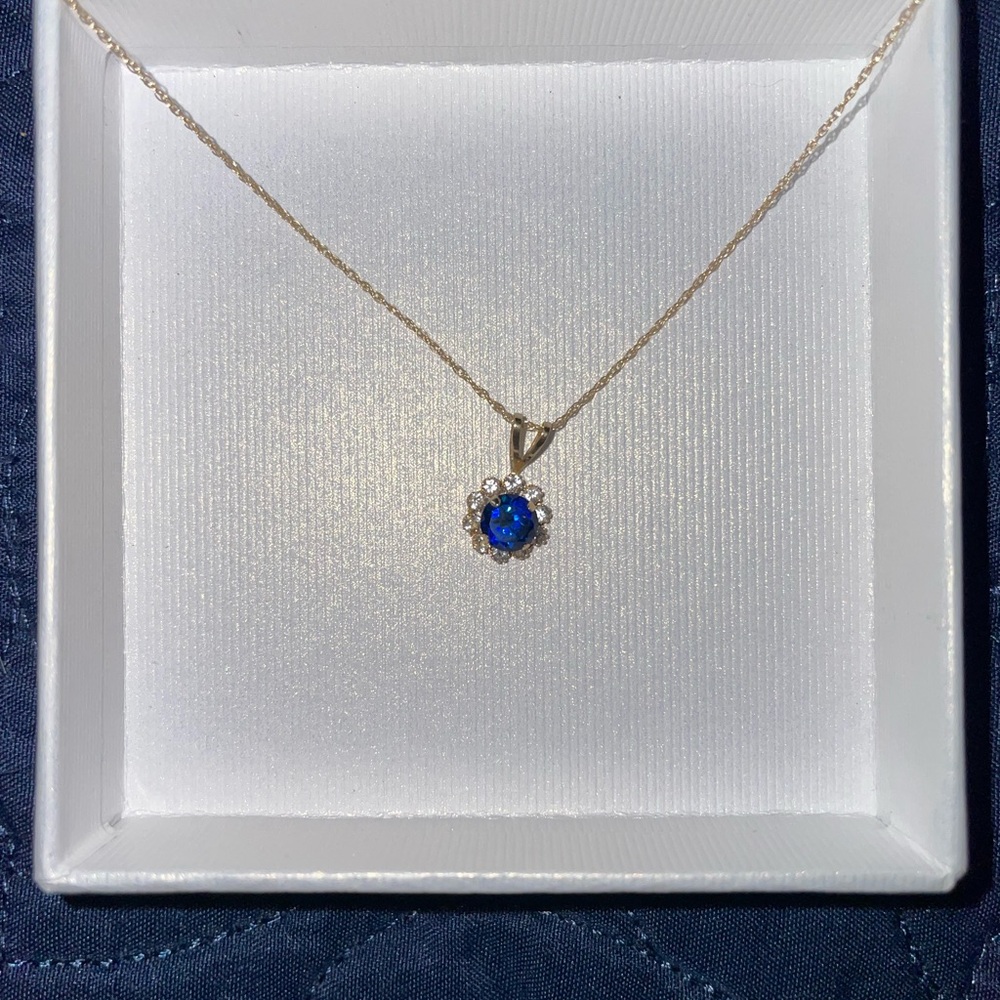 Sapphire and white crystal necklace
